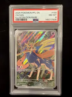 2025 Pokemon Phantasmal Flames Zacian #100 Illustration Rare PSA 8 - Image 1