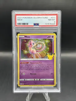 2021 POKEMON CELEBRATIONS 011 MEW HOLO PSA 8 - Image 1