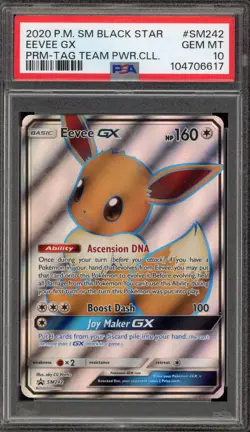 Pokemon Eevee GX Tag Team Powers Coll. Black Star Full Art Promo SM242 PSA 10 - Image 1