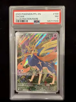 2025 Pokemon Phantasmal Flames Zacian #100 Illustration Rare PSA 7 - Image 1
