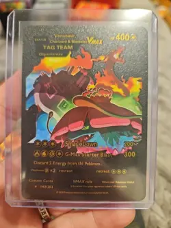 Charizard Blastoise Venusaur Vmax Black Foil Fan Art Textured Collector Pokemon - Image 1