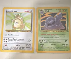 Wizards Pokemon TCG Jungle & Fossil Lot - Kangaskhan, Muk - 2 Cards, English - Image 1