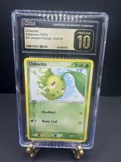 2005 Pokemon Ex Unseen Forces Chicorita 51/115 CGC Pristine 10 PSA Pop 30 - Image 1