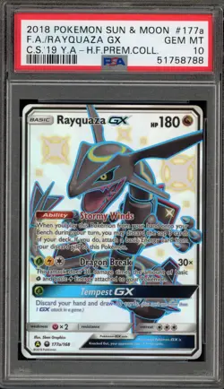 Pokemon Rayquaza GX Hidden Fates Premium Coll. Full Alt Art Promo #177a PSA 10 - Image 1