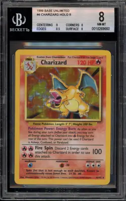 Pokemon Charizard Base Set Unlimited Holo Rare #4 BGS 8 - Image 1