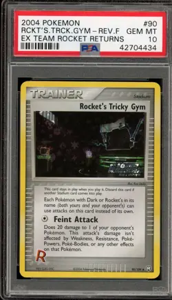 Pokemon Rocket's Tricky Gym EX Team Rocket Returns Reverse Holo #90 PSA 10 - Image 1