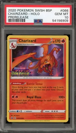 Pokemon Charizard Vivid Voltage Prerelease Holo Promo SWSH066 PSA 10 Gem Mint - Image 1