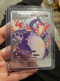Charizard Vmax Premium Silver Foil Fan Art Vinyl Collector Pokemon SV107 Green - Image 1