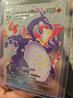 Charizard Vmax Premium Silver Foil Fan Art Vinyl Collector Pokemon SV107 Green - Image 3