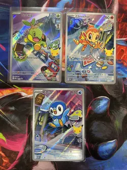 Pokemon First Partner Illustration Collection Tirtwig Piplup And Chimchar Holo - Image 1