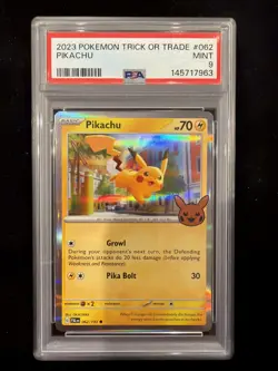 2023 Pokemon Trick Or Trade Pikachu #062 Holo PSA 9 Stamped Foil - Image 1