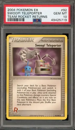 Pokemon Swoop! Teleporter EX Team Rocket Returns #92 PSA 10 Gem Mint - Image 1