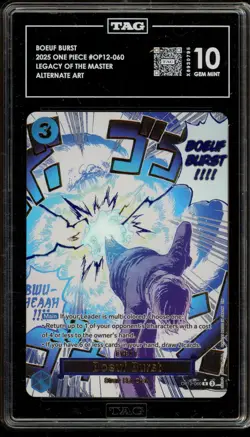 One Piece CCG Boeuf Burst Legacy of the Master Alt Art OP12-060 TAG 10 Gem Mint - Image 1