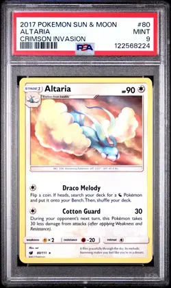 2017 POKEMON SUN & MOON CRIMSON INVASION #80 ALTARIA PSA 9 - Image 1