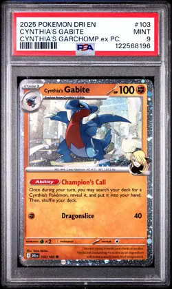 2025 POKEMON DRI EN-DESTINED RIVALS #103 CYNTHIA'S GABITE PSA 9 - Image 1