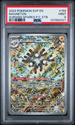 2024 POKEMON SVP SURGING SPARKS POKEMON CENTER ETB PROMO #159 MAGNETON PSA 9 - Image 1