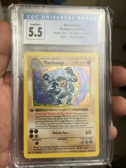 CGC 5.5 Machamp #8/102 Shadowless 1st Edition Base Set Holo 1999 Pokemon TCG - Image 3