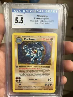 CGC 5.5 Machamp #8/102 Shadowless 1st Edition Base Set Holo 1999 Pokemon TCG - Image 4