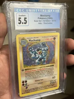 CGC 5.5 Machamp #8/102 Shadowless 1st Edition Base Set Holo 1999 Pokemon TCG - Image 5