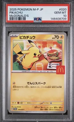 Pikachu 020/M-P Promo McDonald’s 2025 M-P Pokemon TCG Japanese Gem Mint PSA 10 - Image 1