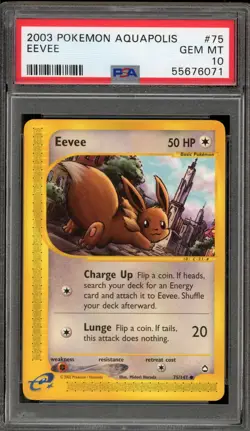 Pokemon Eevee Aquapolis #75 PSA 10 Gem Mint - Image 1
