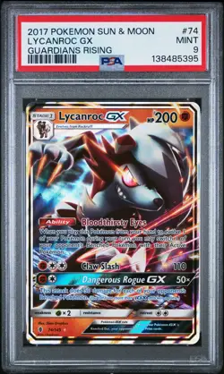 2017 POKEMON SUN & MOON GUARDIANS RISING #74 LYCANROC GX PSA 9 - Image 1