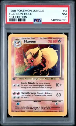 1st Edition Pokemon TCG Flareon Jungle 3/64 Holo Unlimited Holo Rare - Image 1