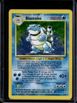 1999 Pokemon Unlimited Blastoise Rated Rookie Error Card Rare Holo #2/102 - Image 1