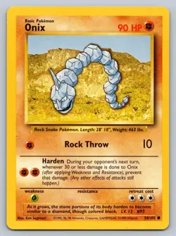 Onix 56/102 Common Base Set Unlimited Pokemon Lightly Played - Image 1