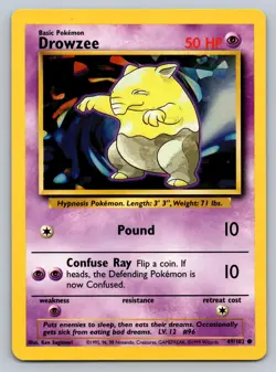 Drowzee 49/102 Common Base Set Unlimited Pokemon Near Mint - Image 1
