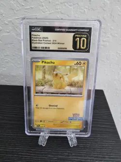 CGC Pristine 10 Pikachu Pokemon Card #214 Black Star Promo Illustration Contest - Image 1