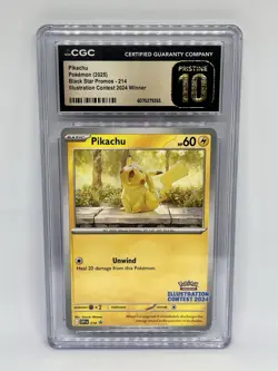 Pokemon TCG Pikachu 214 BSP Illustration Contest 2024 CGC 10 Pristine - Image 1