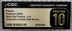 Pokemon TCG Pikachu 214 BSP Illustration Contest 2024 CGC 10 Pristine - Image 2