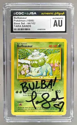 Bulbasaur 1999 Pokemon Unlimited #44/102 Common Tara Sands On Card Auto CGC AUTH - Image 1