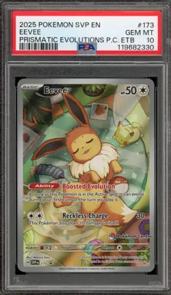 Pokemon Center Stamp Promo Eevee Prismatic Evolutions ETB SVP EN 173 PSA 10 - Image 1