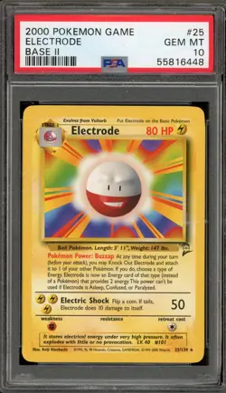 Pokemon Electrode Base Set 2 Rare #25 PSA 10 Gem Mint - Image 1