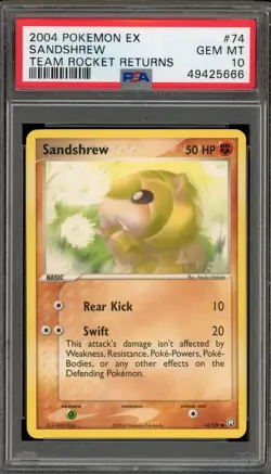 Pokemon Sandshrew EX Team Rocket Returns #74 PSA 10 Gem Mint - Image 1