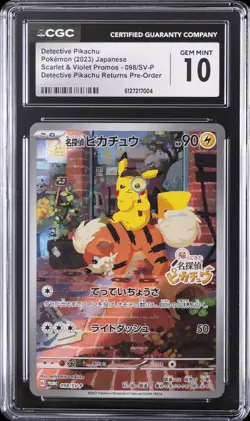 2023 POKEMON JPN #098/SV-P DETECTIVE PIKACHU CGC 10 GEM MINT - Image 1