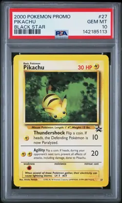 2000 POKEMON PROMO BLACK STAR #27 PIKACHU PSA 10 - Image 1