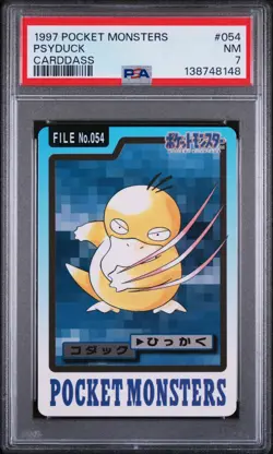 1997 POCKET MONSTERS CARDDASS #054 PSYDUCK PSA 7 - Image 1