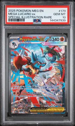 2025 POKEMON MEG EN-SPECIAL ILLUSTRATION RARE #179 MEGA LUCARIO EX PSA 10 - Image 1