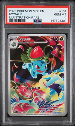2025 POKEMON MEG EN-MEGA EVOLUTION ILLUSTRATION RARE #134 IVYSAUR PSA 10 - Image 1