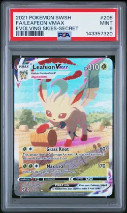 2021 POKEMON SWORD & SHIELD EVOLVING SKIES SECRET FULL ART/LEAFEON VMAX PSA 9 - Image 1