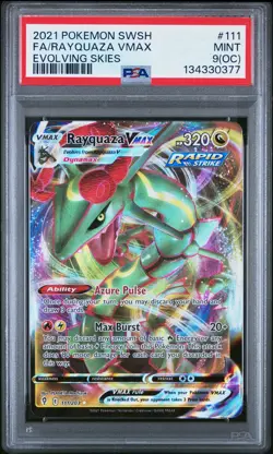 2021 POKEMON SWORD & SHIELD EVOLVING SKIES #111 FULL ART/RAYQUAZA VMAX PSA 9 OC - Image 1