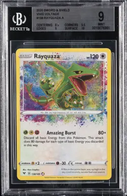 2020 POKEMON SWORD & SHIELD VIVID VOLTAGE #138 RAYQUAZA BGS 9 - Image 1
