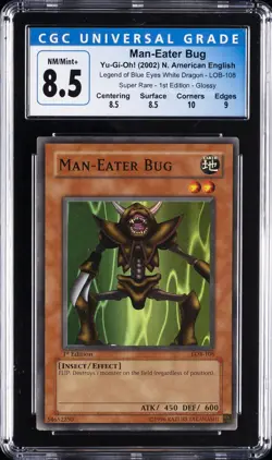 2002 YU-GI-OH N. AMERICAN ENGLISH SUPER RARE #LOB-108 MAN EATER BUG CGC 8.5 - Image 1