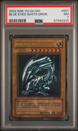 2002 Yugioh Blue Eyes White Dragon SDK-001 Ultra Rare PSA 7 Near Mint Holo Unlim - Image 1