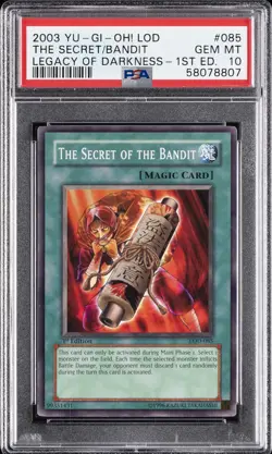 2003 YU-GI-OH! LOD-LEGACY OF DARKNESS 1ST ED THE SECRET OF THE BANDIT PSA 10 - Image 1