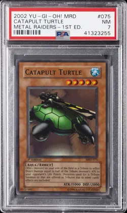2002 YU-GI-OH! MRD-METAL RAIDERS 1ST EDITION #075 CATAPULT TURTLE PSA 7 - Image 1