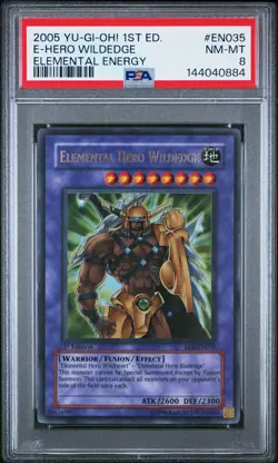 2005 YU-GI-OH! ELEMENTAL ENERGY 1ST ED #EN035 ELEMENTAL HERO WILDEDGE PSA 8 - Image 1